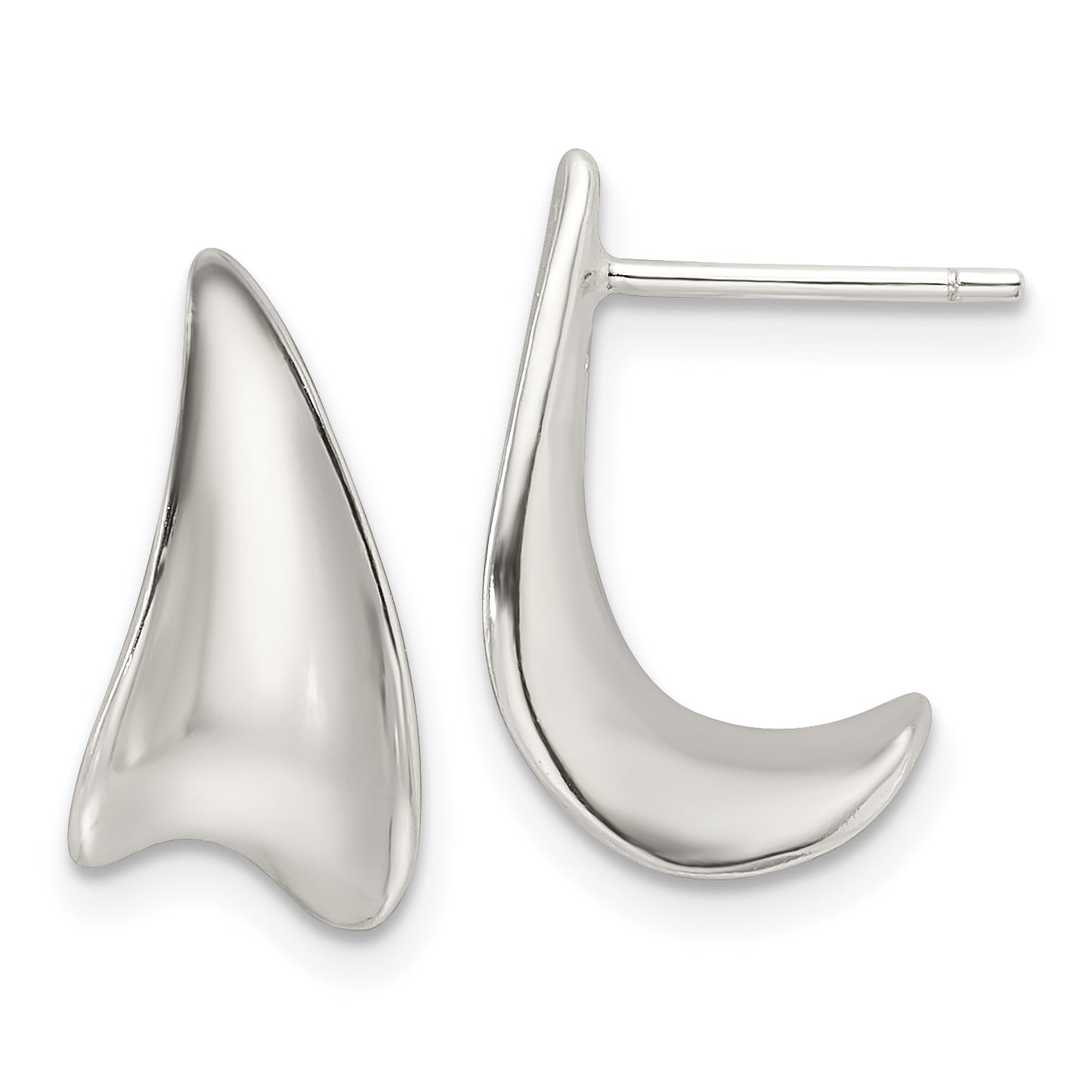 Sterling Silver E-Coating Polished Fancy J Hoop Earrings Main image