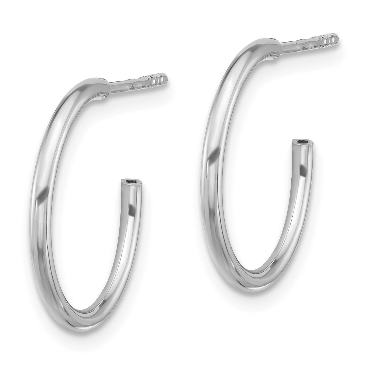 Sterling Silver Rhodium-plated Polished Hollow Tube C-Hoop Earrings Secondary image