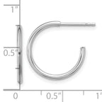 Sterling Silver Rhodium-plated Polished Hollow Tube C-Hoop Earrings