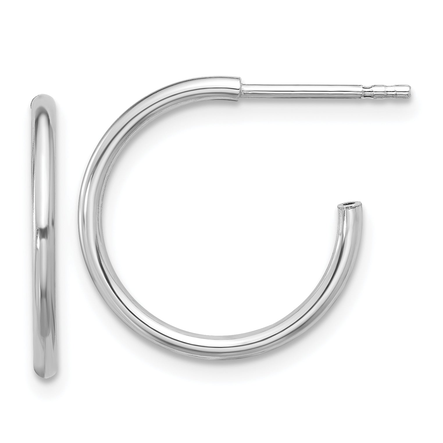 Sterling Silver Rhodium-plated Polished Hollow Tube C-Hoop Earrings Main image