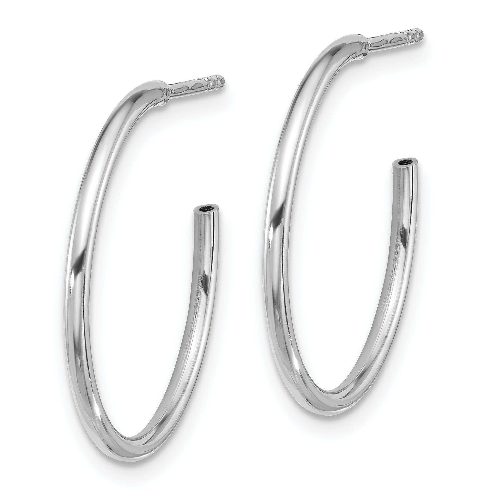 Sterling Silver Rhodium-plated Polished Hollow Tube C-Hoop Earrings Secondary image