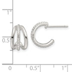 Sterling Silver E-Coating Polished and Textured C-Hoop Earrings