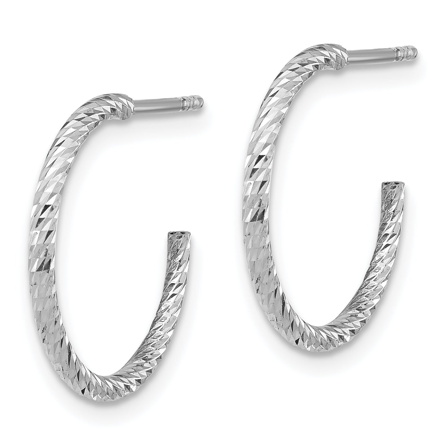 Sterling Silver Rhodium-plated D/C Hollow Tube C-Hoop Earrings Secondary image