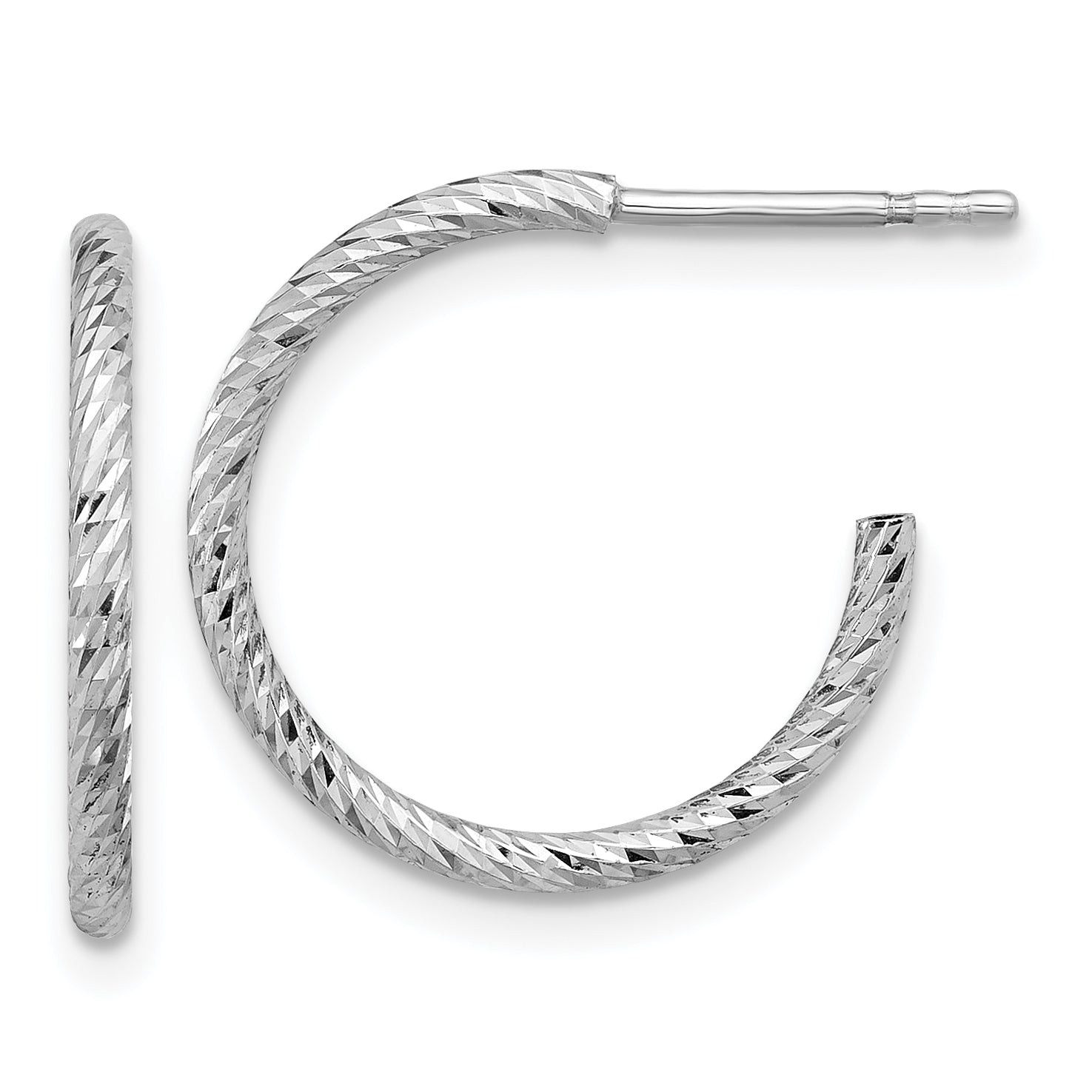 Sterling Silver Rhodium-plated D/C Hollow Tube C-Hoop Earrings Main image