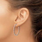 Sterling Silver Rhodium-plated D/C Hollow Tube C-Hoop Earrings