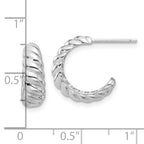 Sterling Silver Rhodium-plated Scalloped Post Hoop Earrings