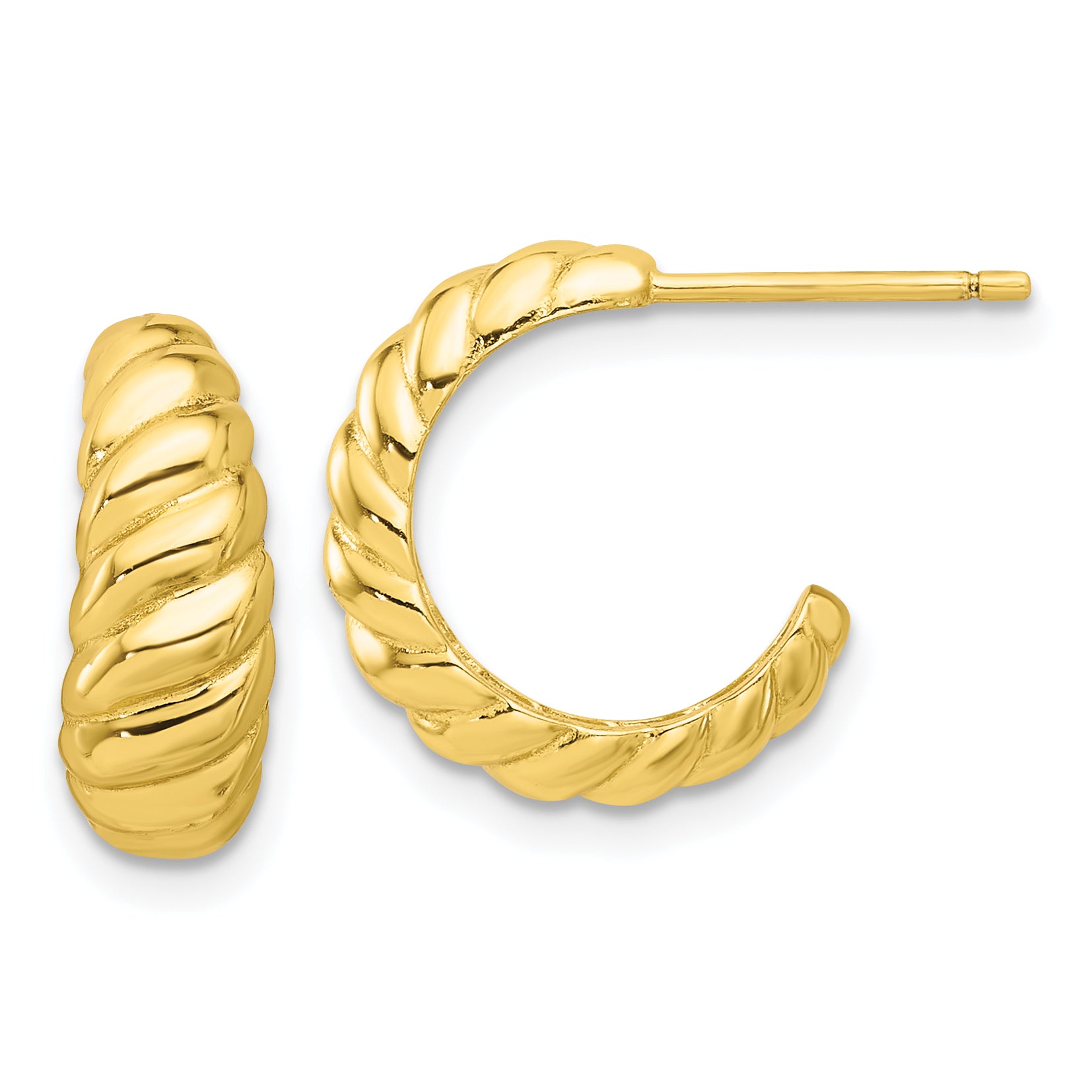 Sterling Silver Gold-tone Scalloped Post Hook Earrings Main image