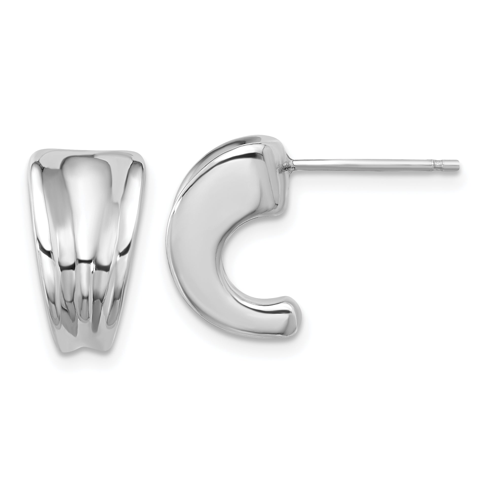 Sterling Silver Rhodium-plated Polished Graduating J-Hoop Post Earrings Main image