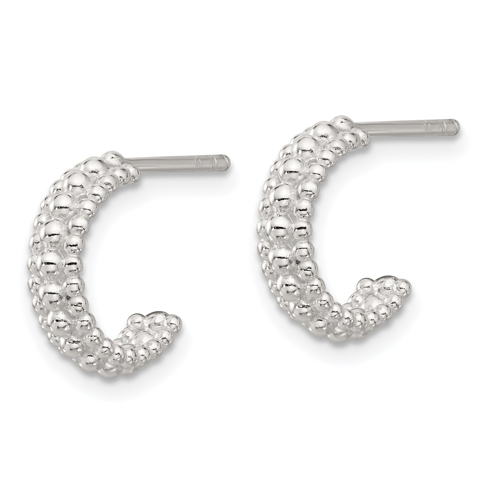 Sterling Silver E-coated Beaded C-Hoop Earrings Secondary image