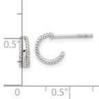 Sterling Silver E-coated Textured Edge C-Hoop Earrings