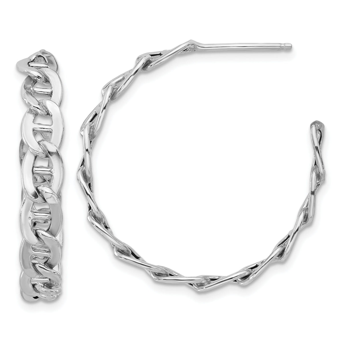 Anchor Link C-Hoop Earrings in Sterling Silver, 33mm - Sophia Jewelers Main image