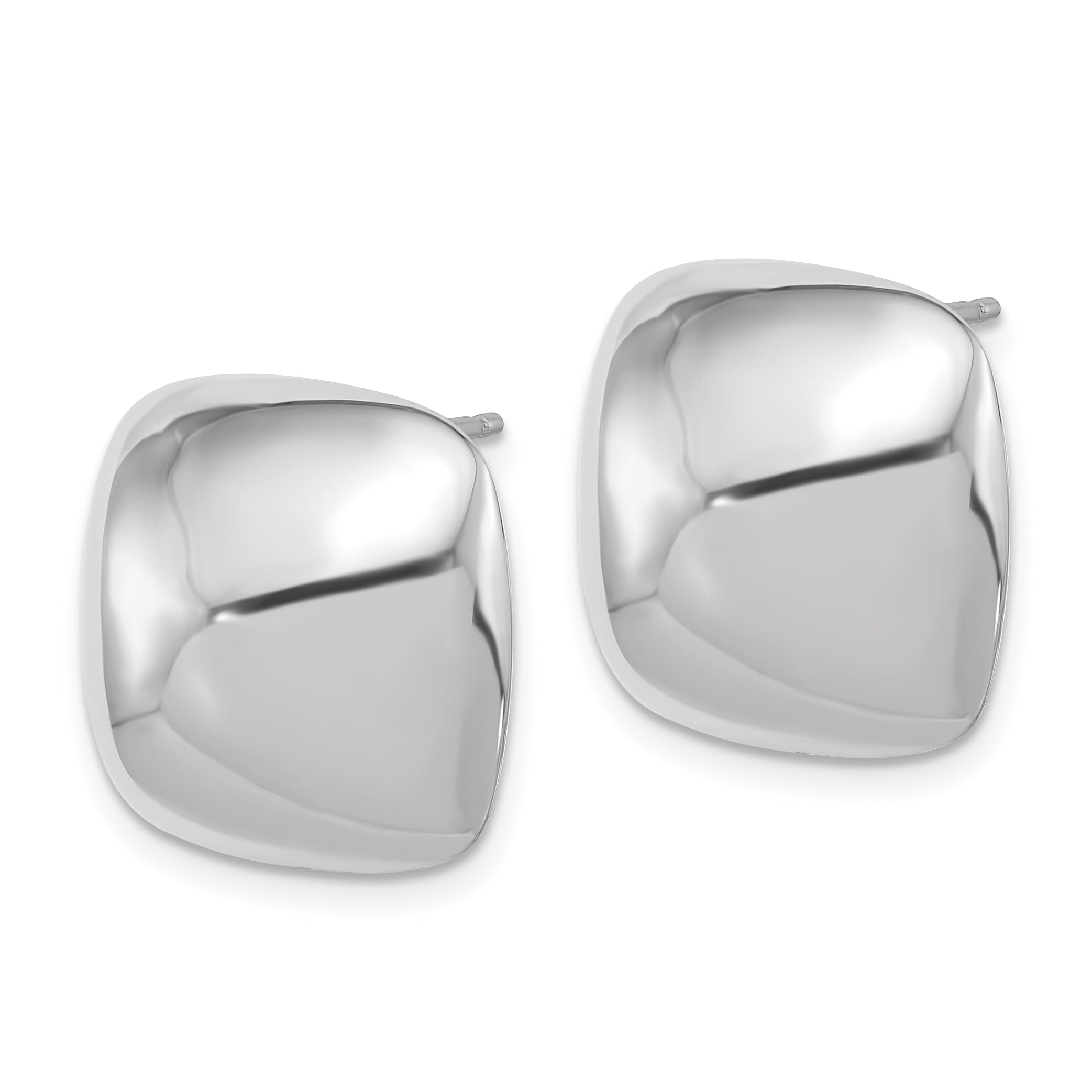 Sterling Silver Rhodium-plated Polished Square Post Earrings Secondary image