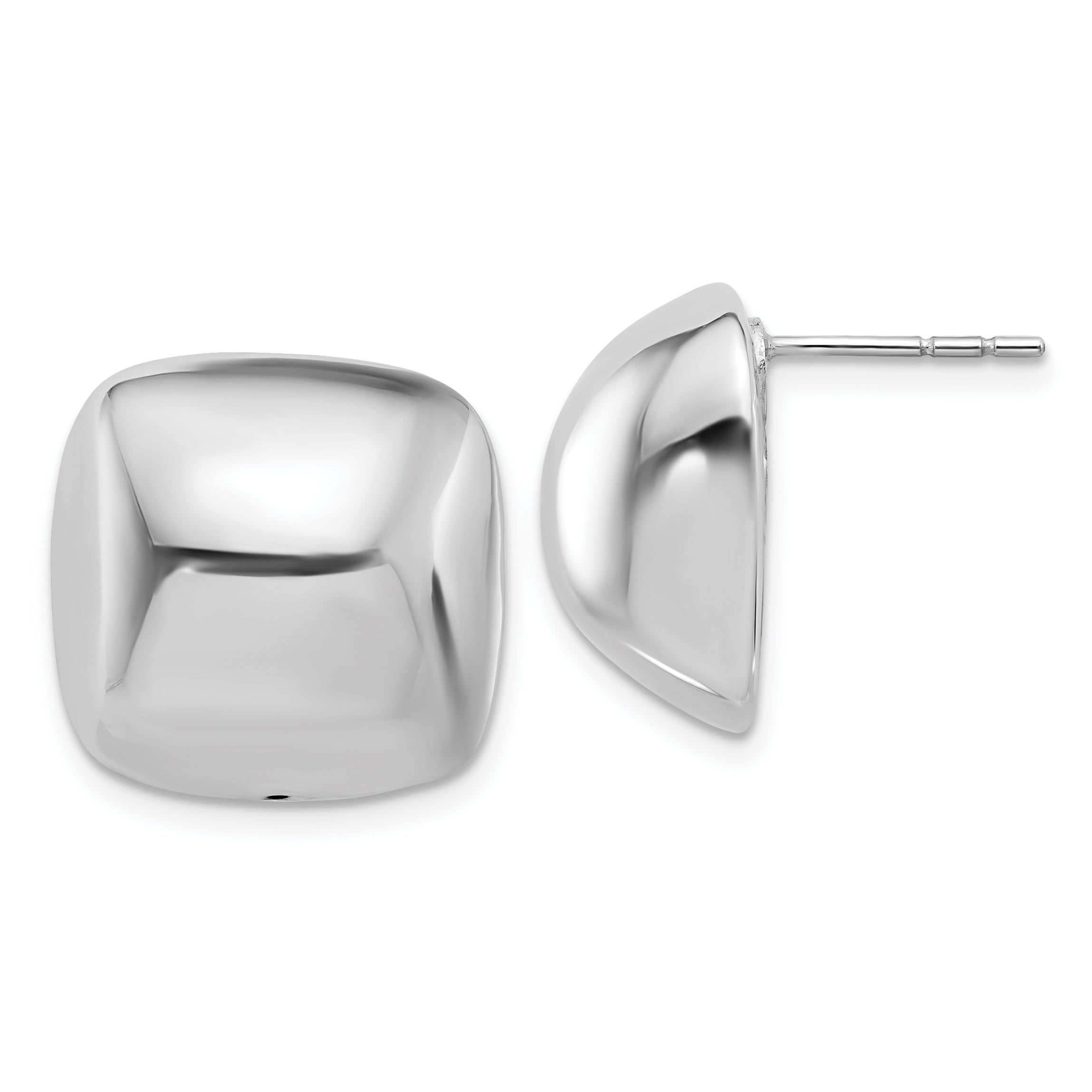 Sterling Silver Rhodium-plated Polished Square Post Earrings Main image