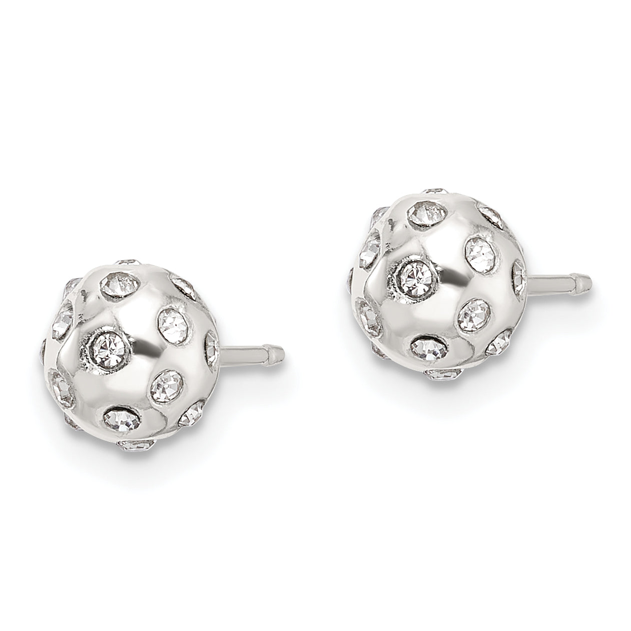 Sterling Silver Polished CZ 6.5mm Ball Stud Earrings Secondary image