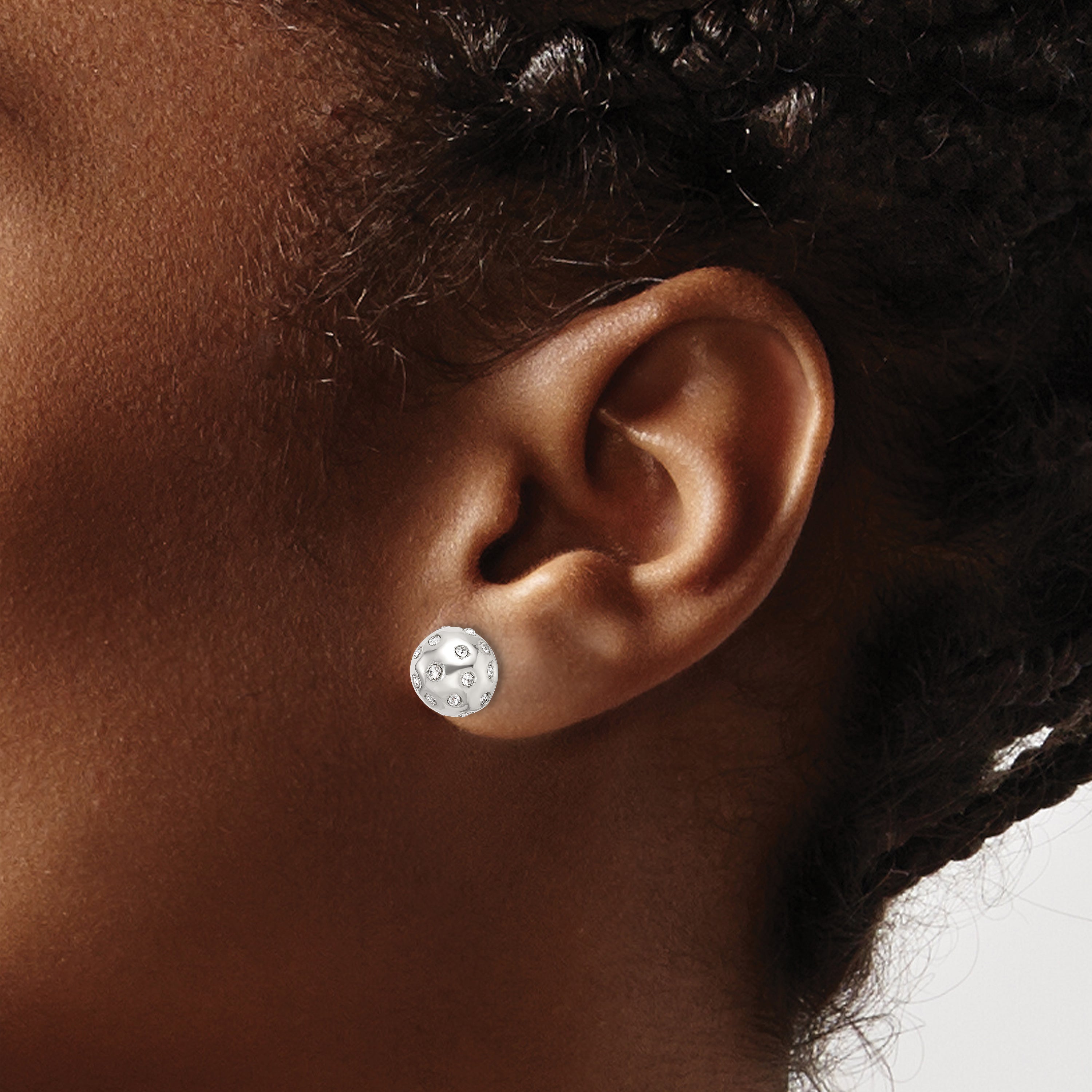 Sterling Silver Polished CZ 8.5mm Ball Stud Earrings