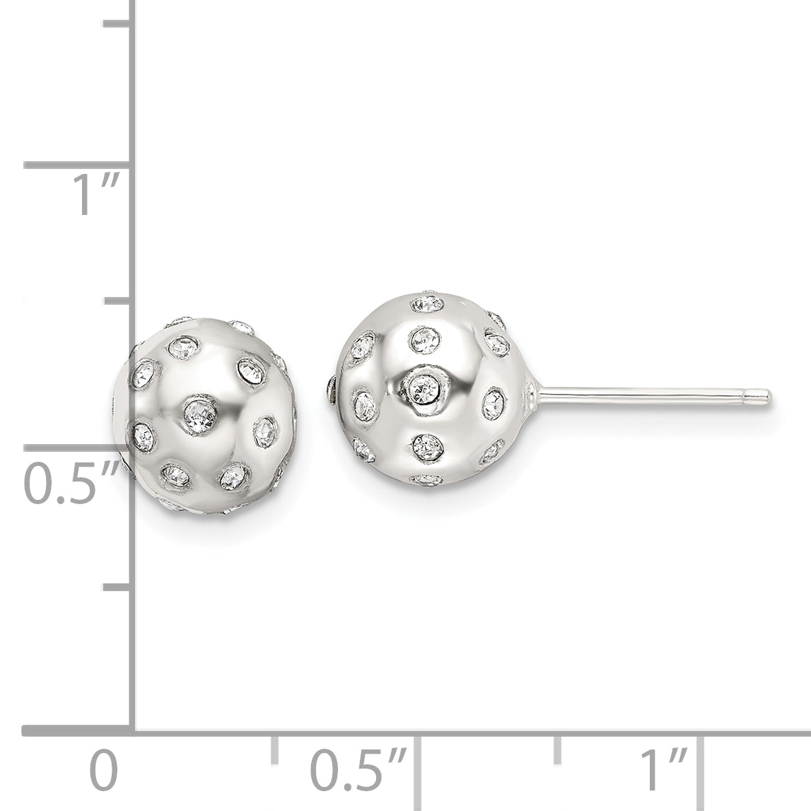 Sterling Silver Polished CZ 8.5mm Ball Stud Earrings
