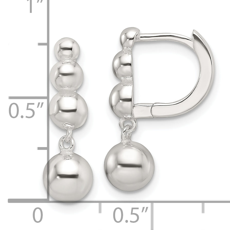 Sterling Silver E-Coating Beaded Dangle Earrings