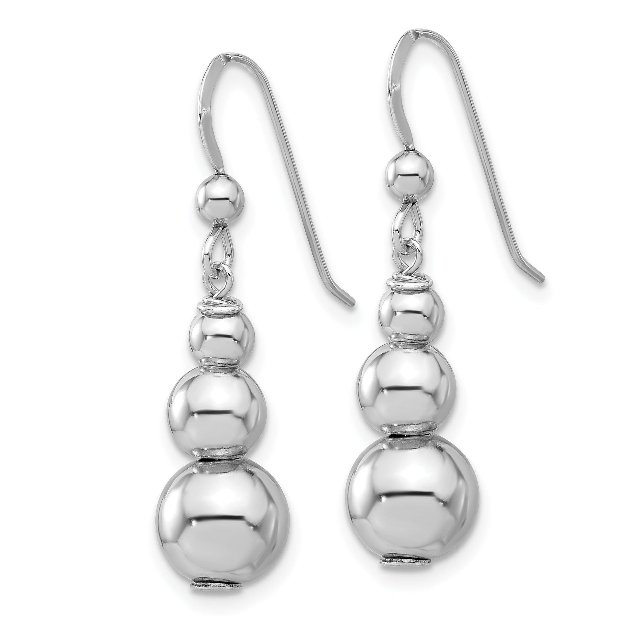 Sterling Silver Rhodium-plated Graduated Beads Dangle Earrings Secondary image