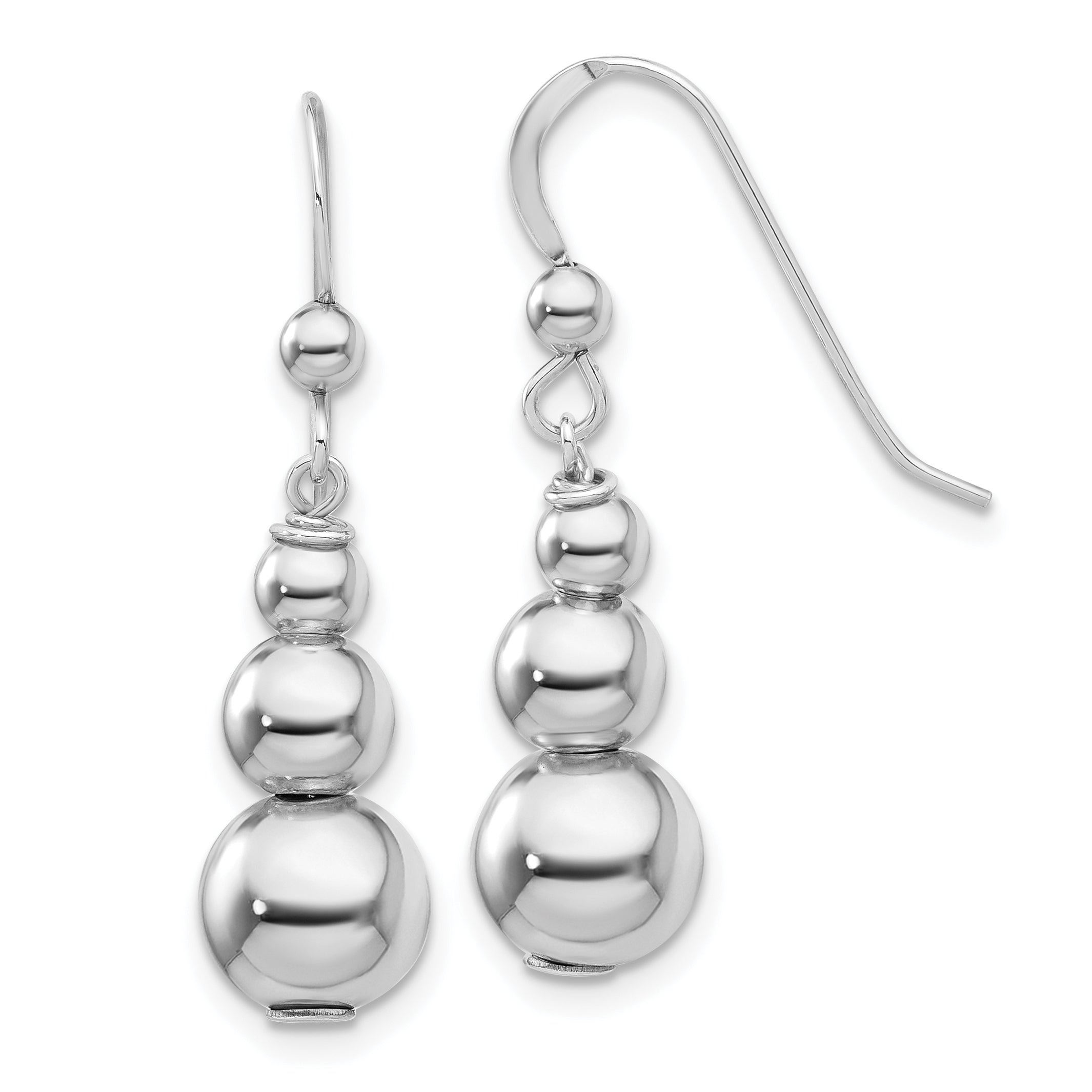 Sterling Silver Rhodium-plated Graduated Beads Dangle Earrings Main image