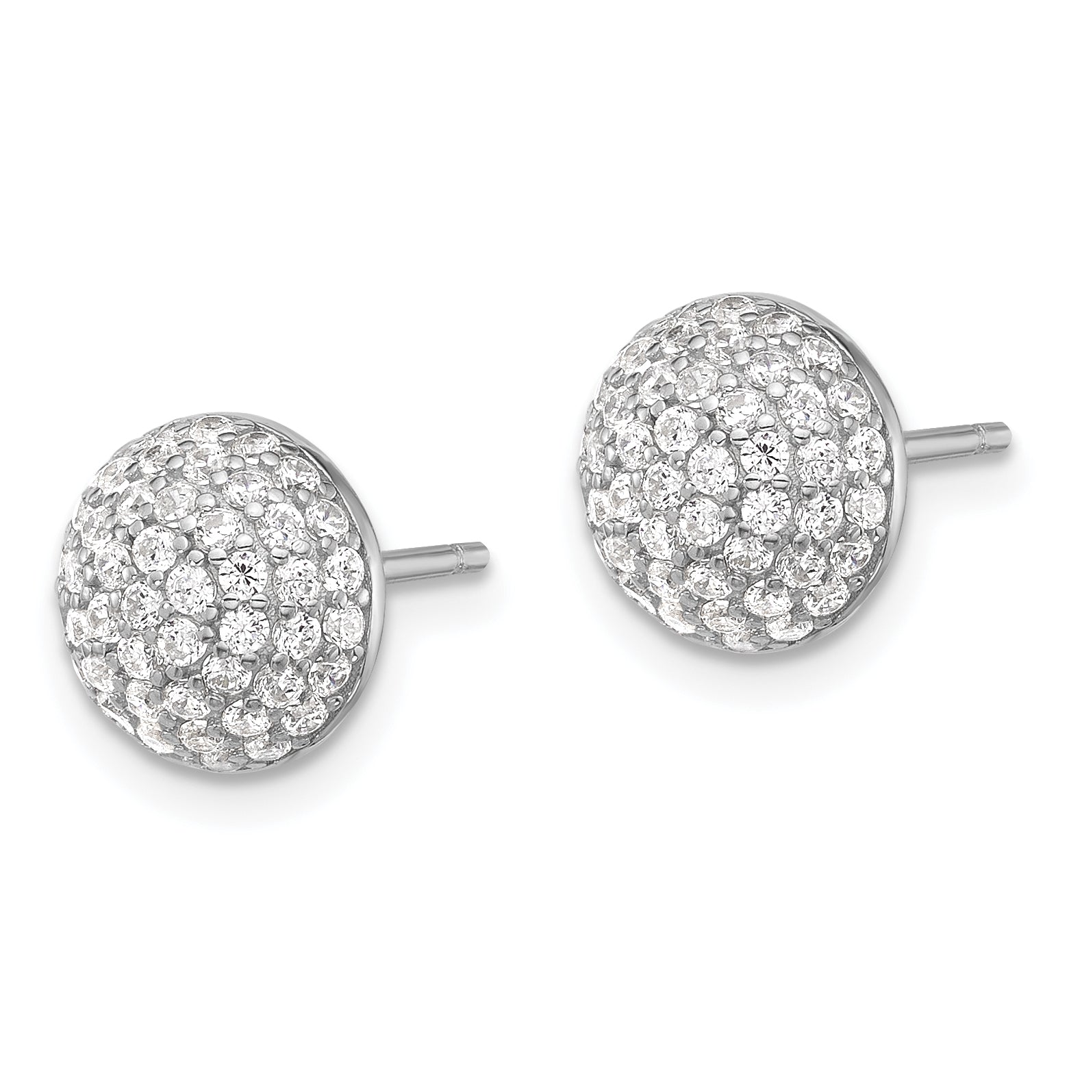 Sterling Silver Rhodium-plated Pav‚ CZ Domed Post Earrings