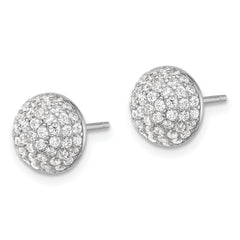 Sterling Silver Rhodium-plated Pav‚ CZ Domed Post Earrings