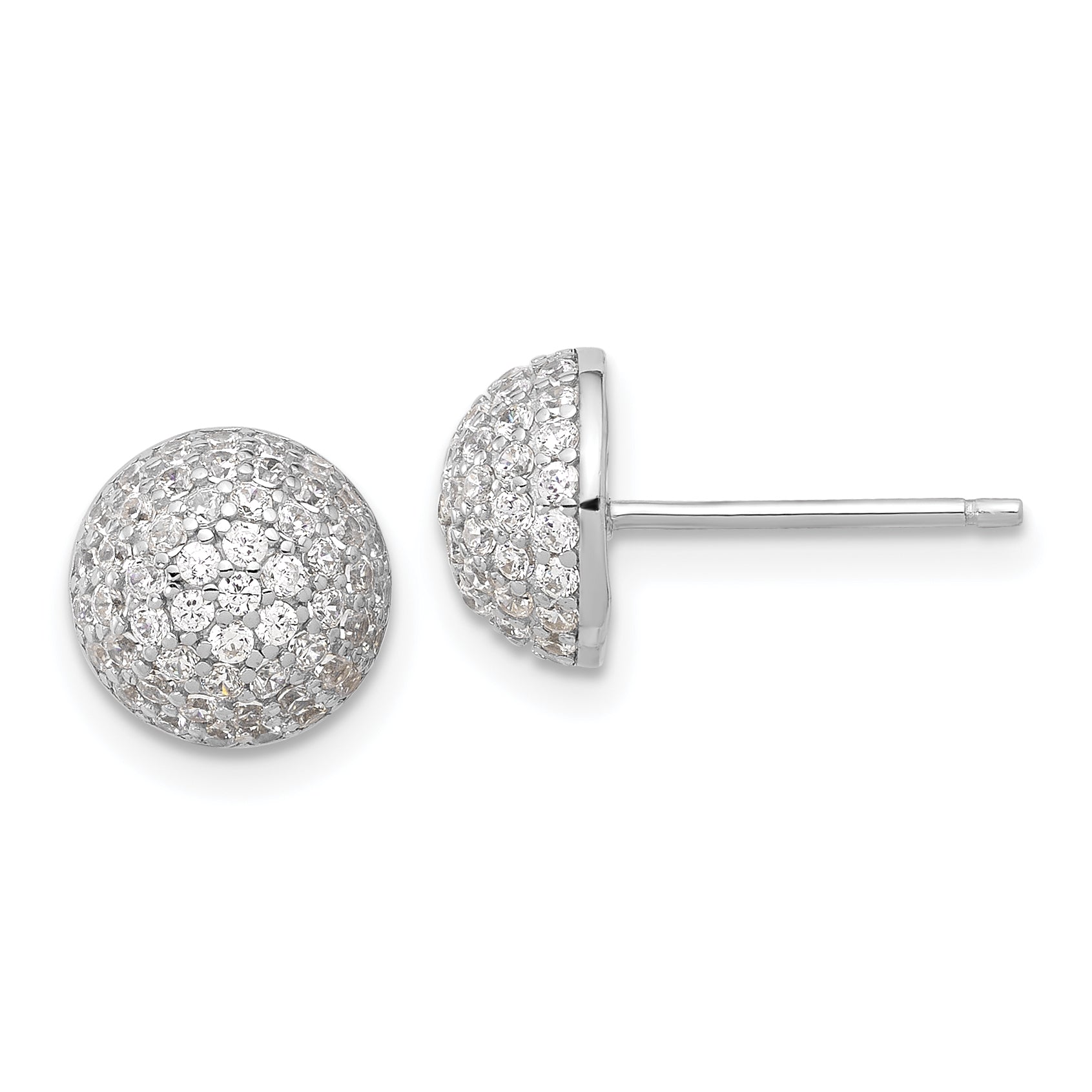 Sterling Silver Rhodium-plated Pav‚ CZ Domed Post Earrings Main image