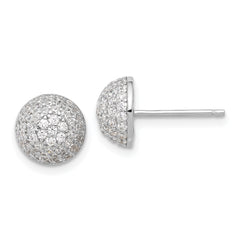 Sterling Silver Rhodium-plated Pav‚ CZ Domed Post Earrings