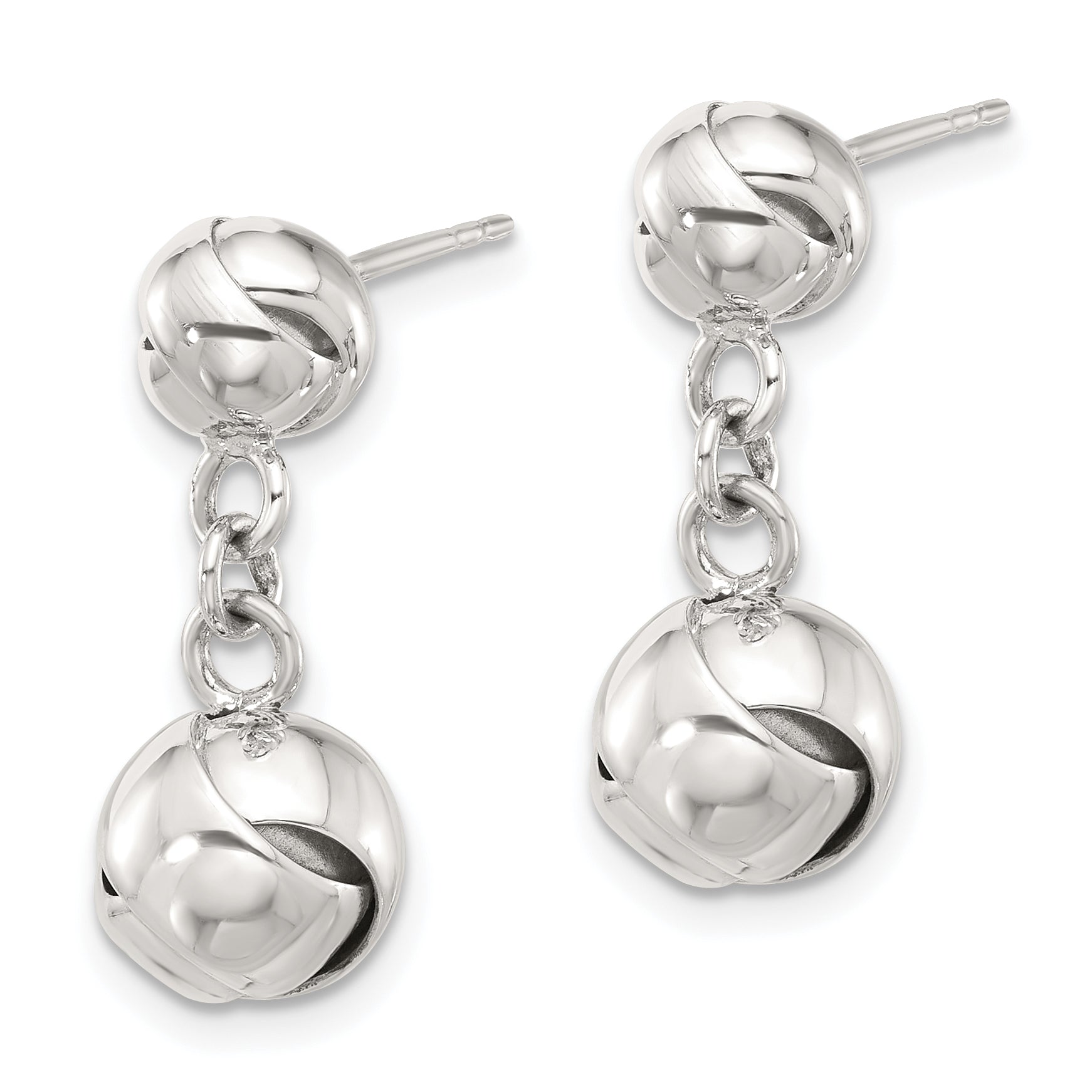 Sterling Silver Polished Knot Dangle Post Earrings Secondary image