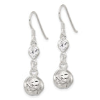 Sterling Silver Polished CZ Knot Dangle Shepherd Hook Earrings