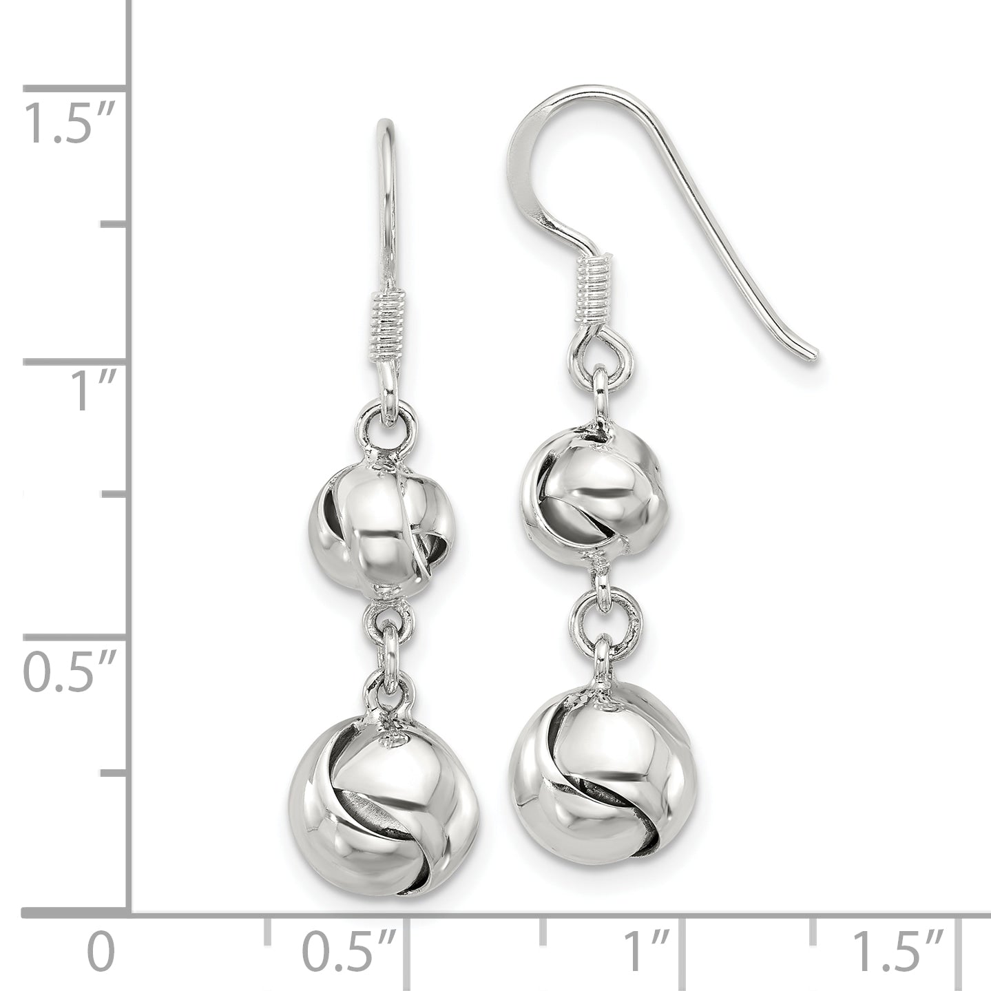 Sterling Silver Polished Knot Dangle Shepherd Hook Earrings