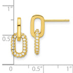 Sterling Silver Gold-tone Micro Pave CZ Link Design Post Dangle Earrings
