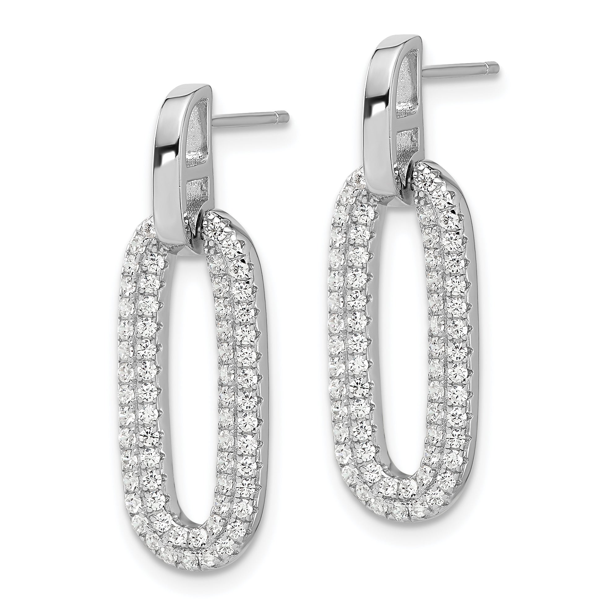 Sterling Silver Rhodium-plated Micro Pave CZ Post Dangle Earrings Secondary image