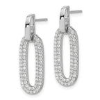 Sterling Silver Rhodium-plated Micro Pave CZ Post Dangle Earrings