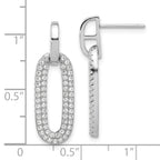 Sterling Silver Rhodium-plated Micro Pave CZ Post Dangle Earrings