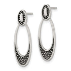 Sterling Silver Polished and Antiqued Oval Post Earrings