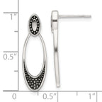 Sterling Silver Polished and Antiqued Oval Post Earrings