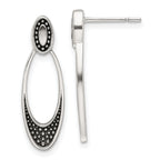 Sterling Silver Polished and Antiqued Oval Post Earrings