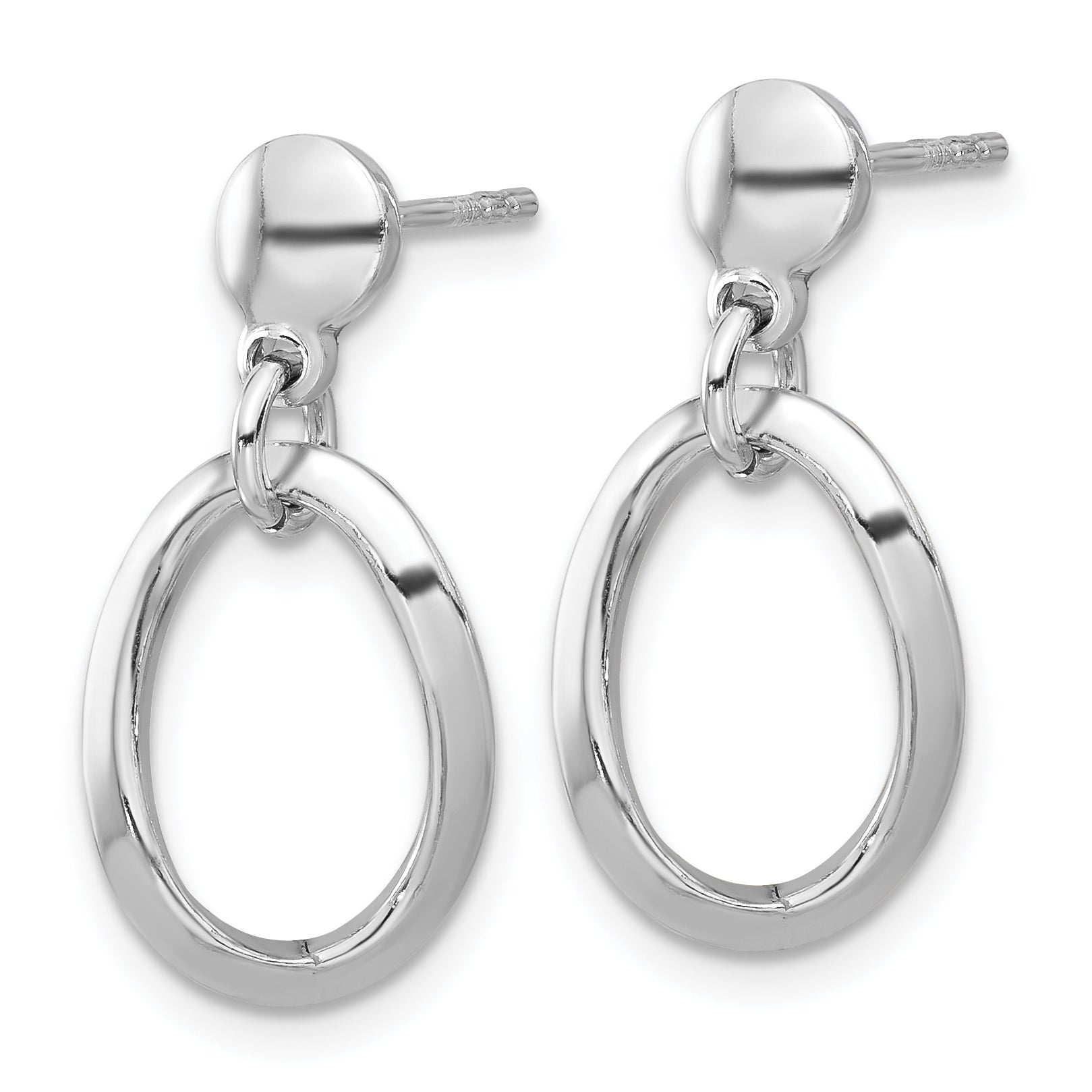 Sterling Silver Rhodium-plated Polished Oval Link Dangle Earrings Secondary image