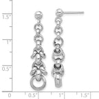 Sterling Silver Rhodium-plated Link Dangle Post Earrings