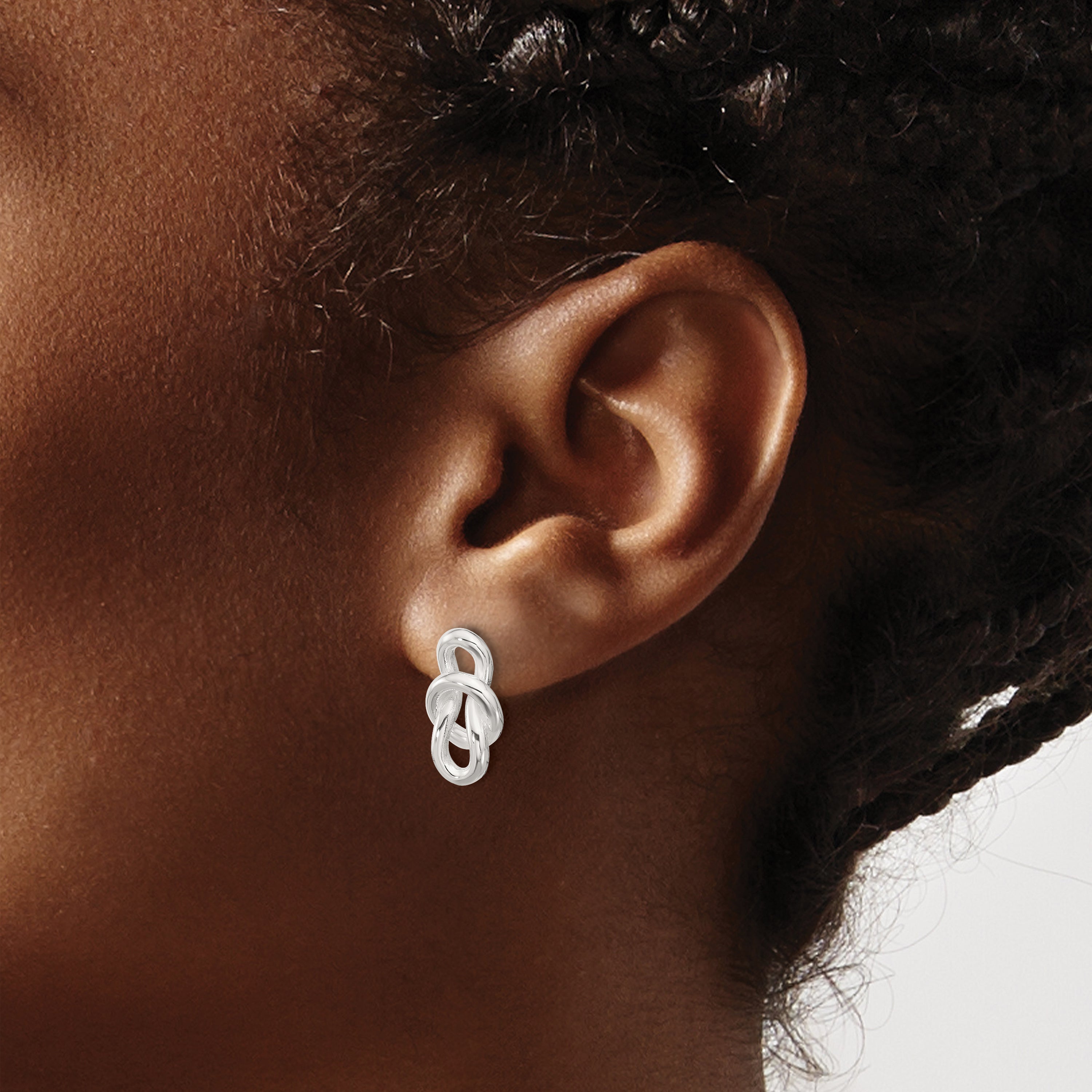 Sterling Silver Polished Fancy Knot Post Earrings