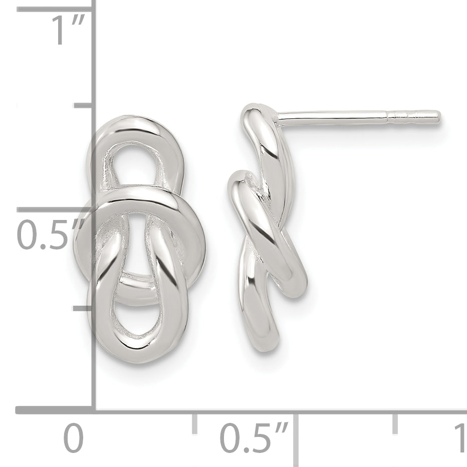 Sterling Silver Polished Fancy Knot Post Earrings