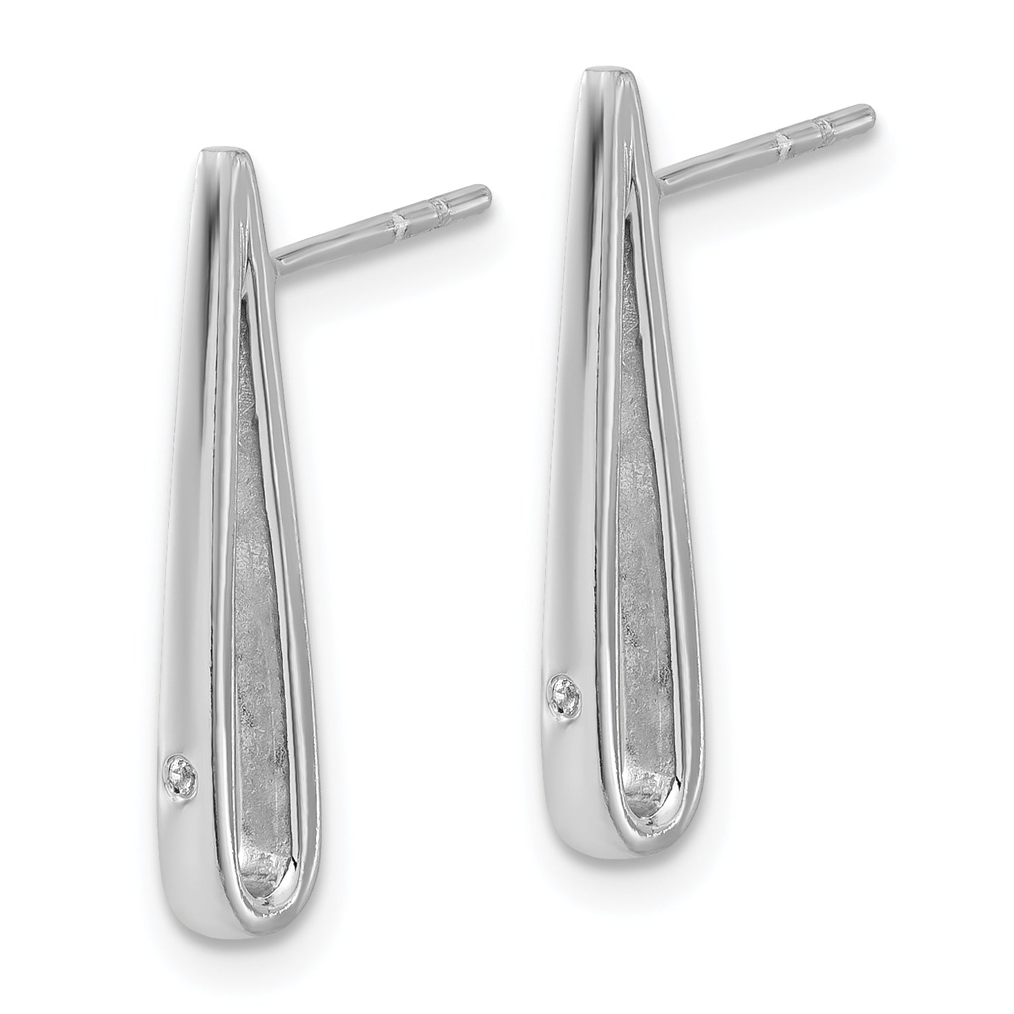 Sterling Silver Rhodium-plated Polished CZ Teardrop Post Earrings Secondary image