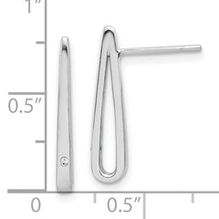 Sterling Silver Rhodium-plated Polished CZ Teardrop Post Earrings