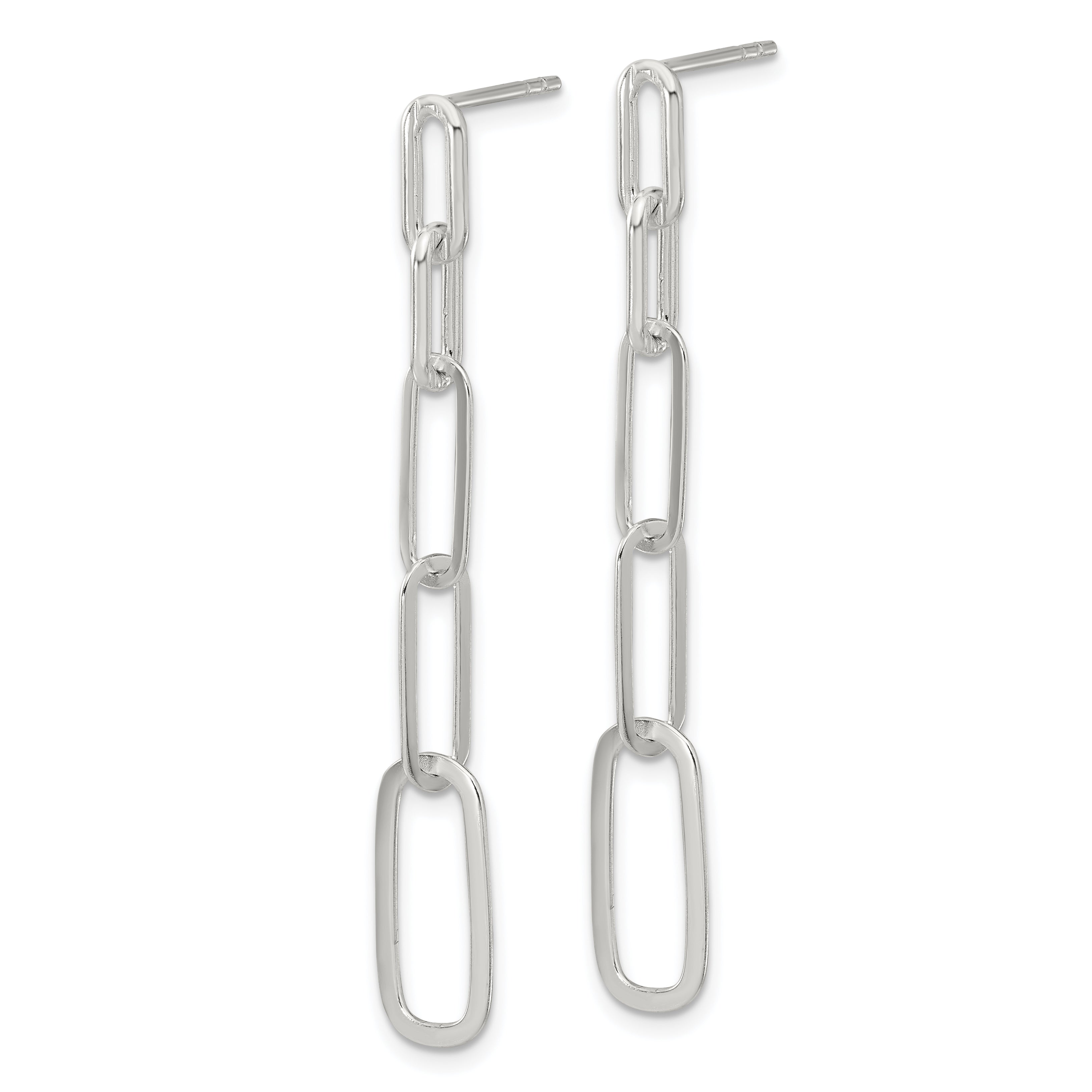 Sterling Silver E-coated Paperclip Link Post Dangle Earrings Secondary image
