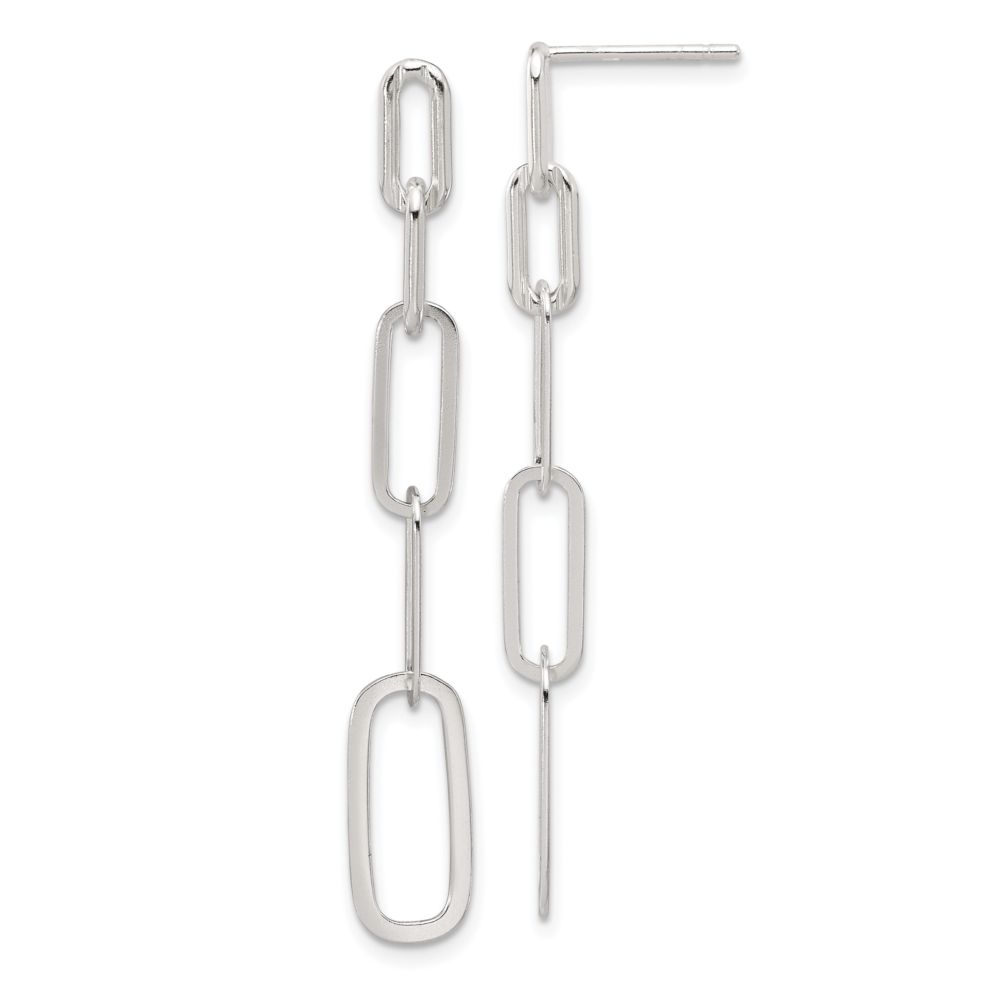 Sterling Silver E-coated Paperclip Link Post Dangle Earrings Main image