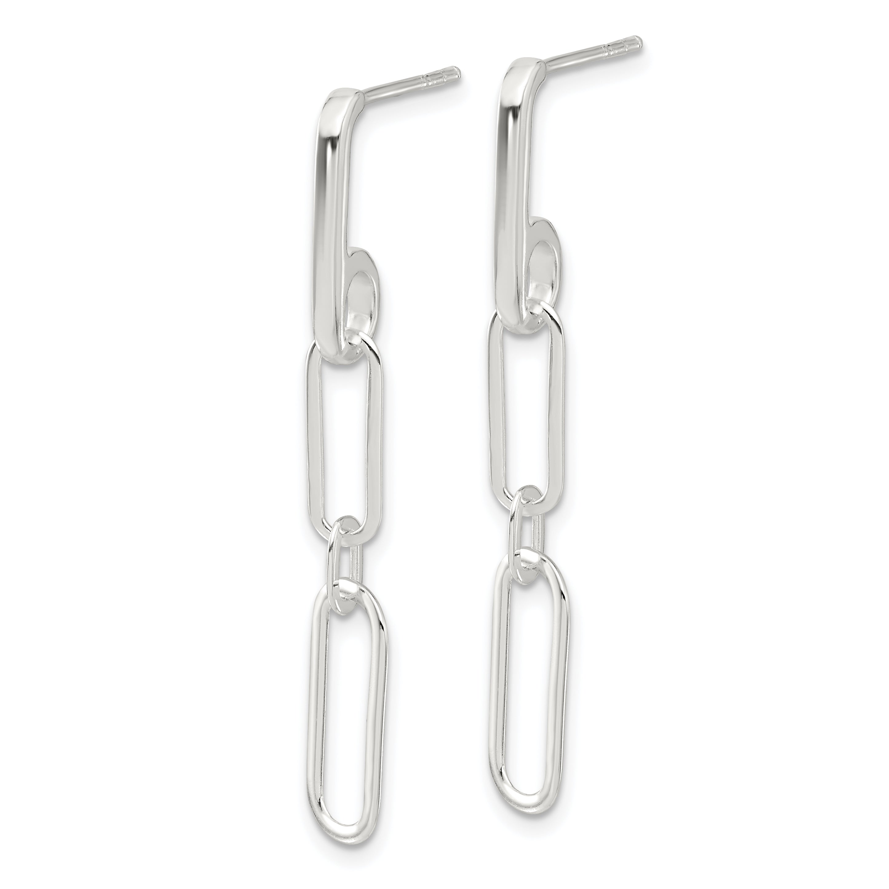 Sterling Silver E-coated Paperclip Link Post Dangle Earrings Secondary image