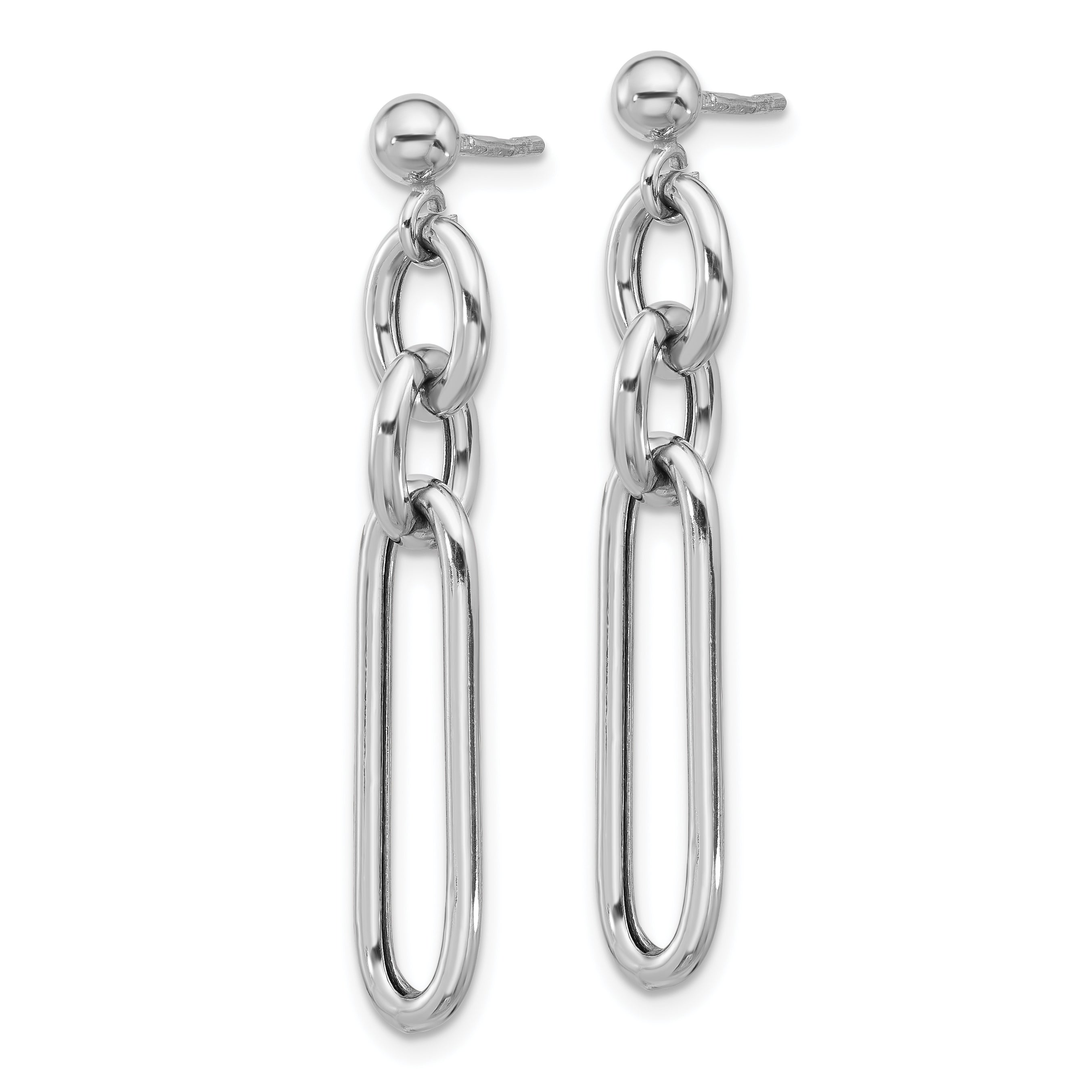 Sterling Silver Rhodium-plated Paperclip Dangle Post Earrings Secondary image