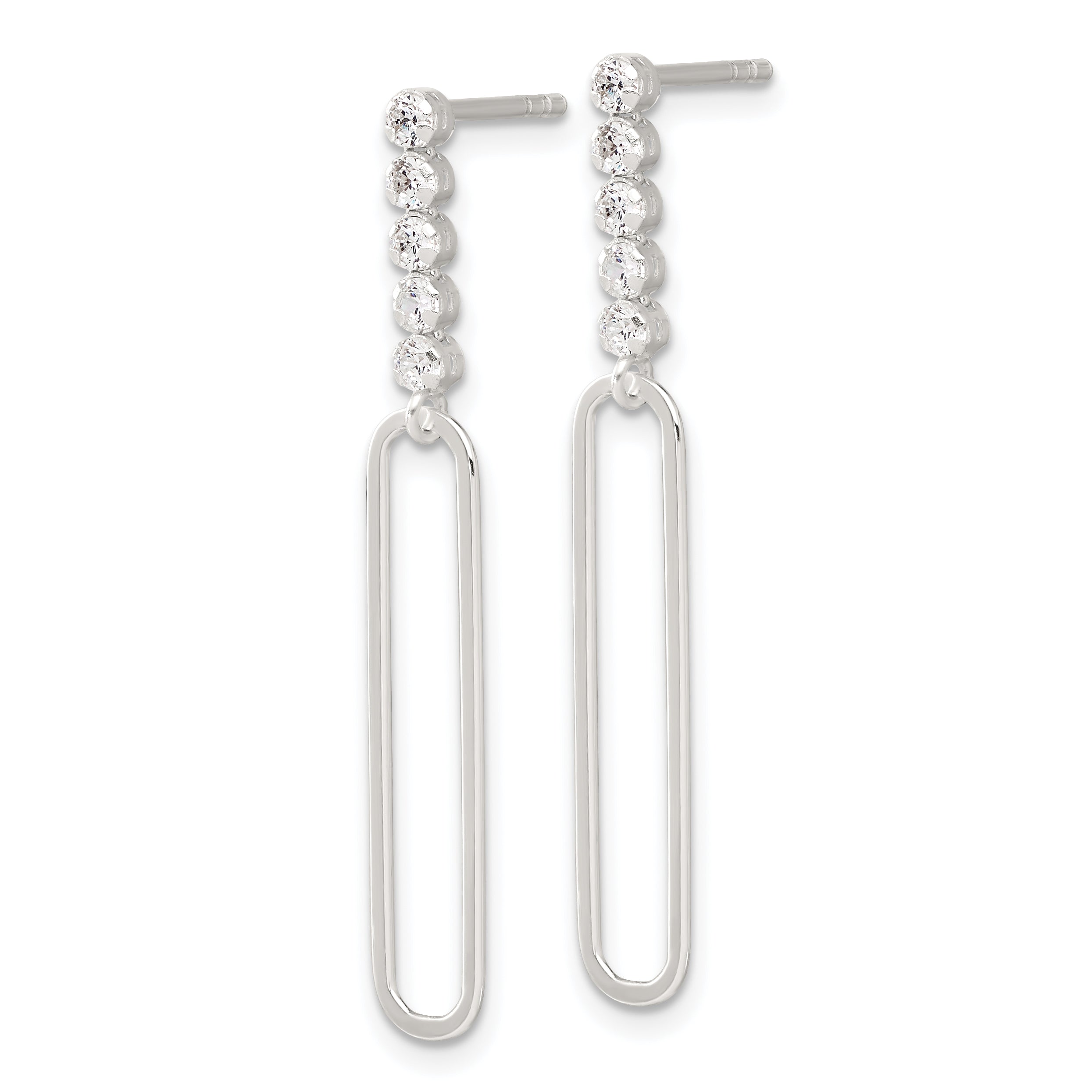 Sterling Silver E-coated CZ Post Dangle Earrings Secondary image