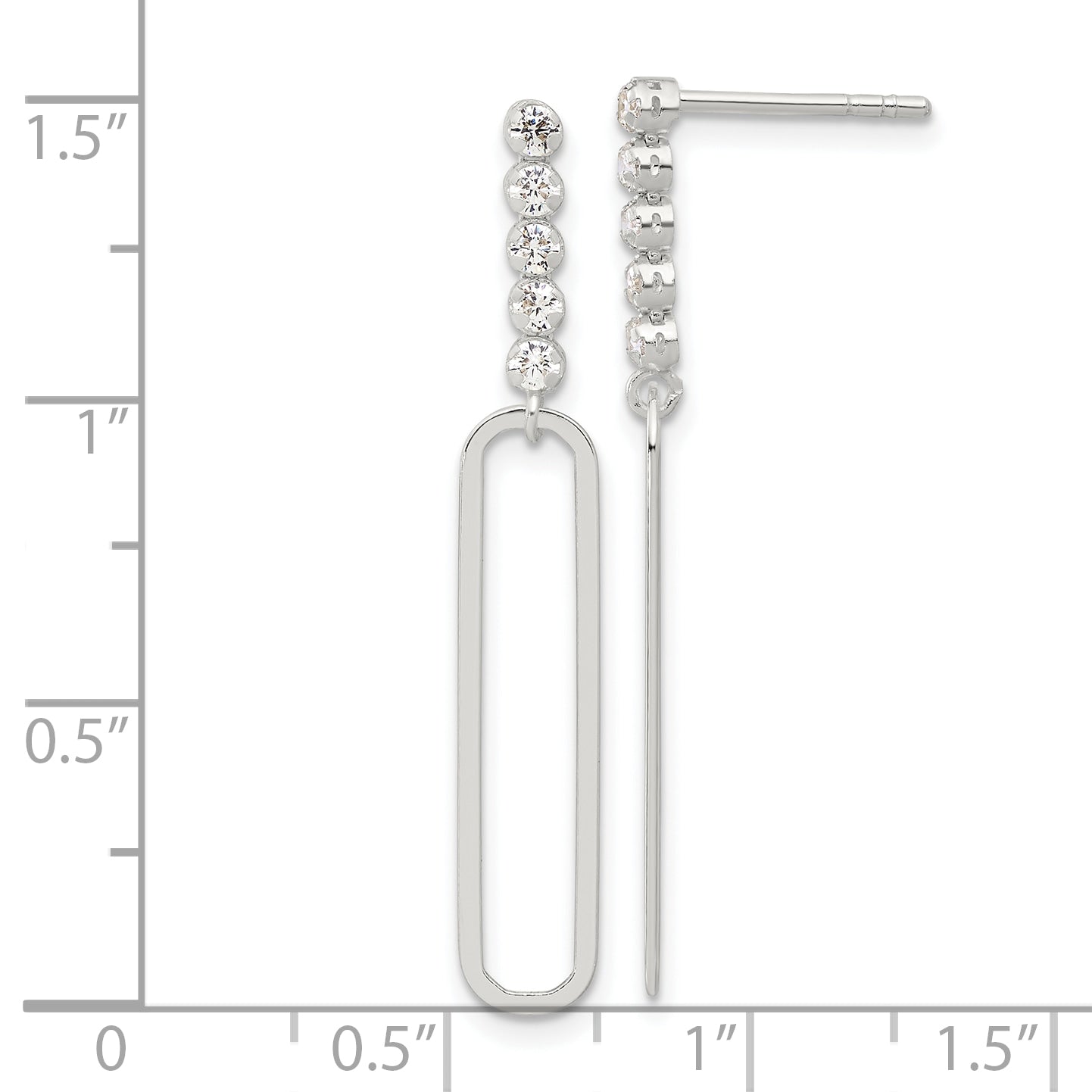 Sterling Silver E-coated CZ Post Dangle Earrings