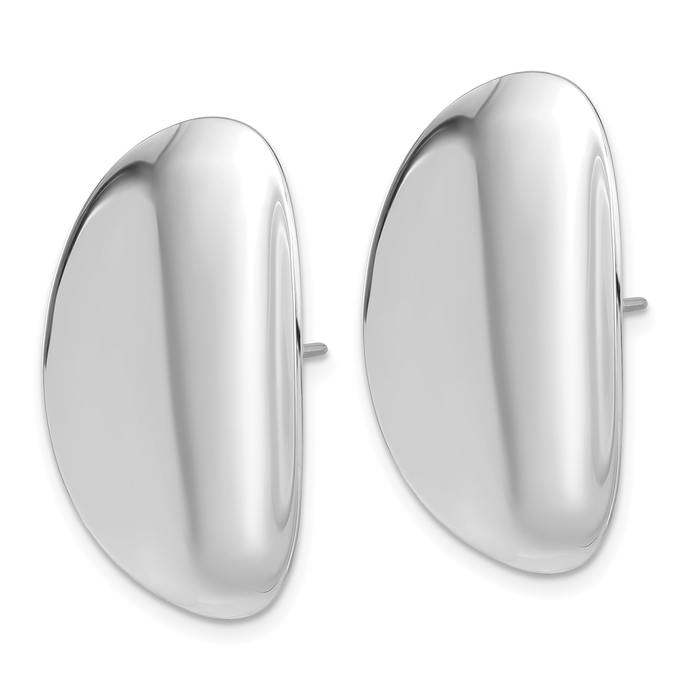 Sterling Silver Rhodium-plated Polished Concave Disc Post Earrings Secondary image